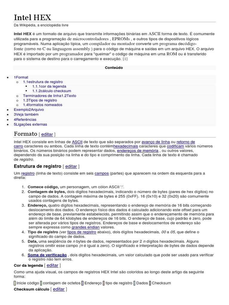Formato de Arquivo Intel HEX | PDF | Byte | Mordeu