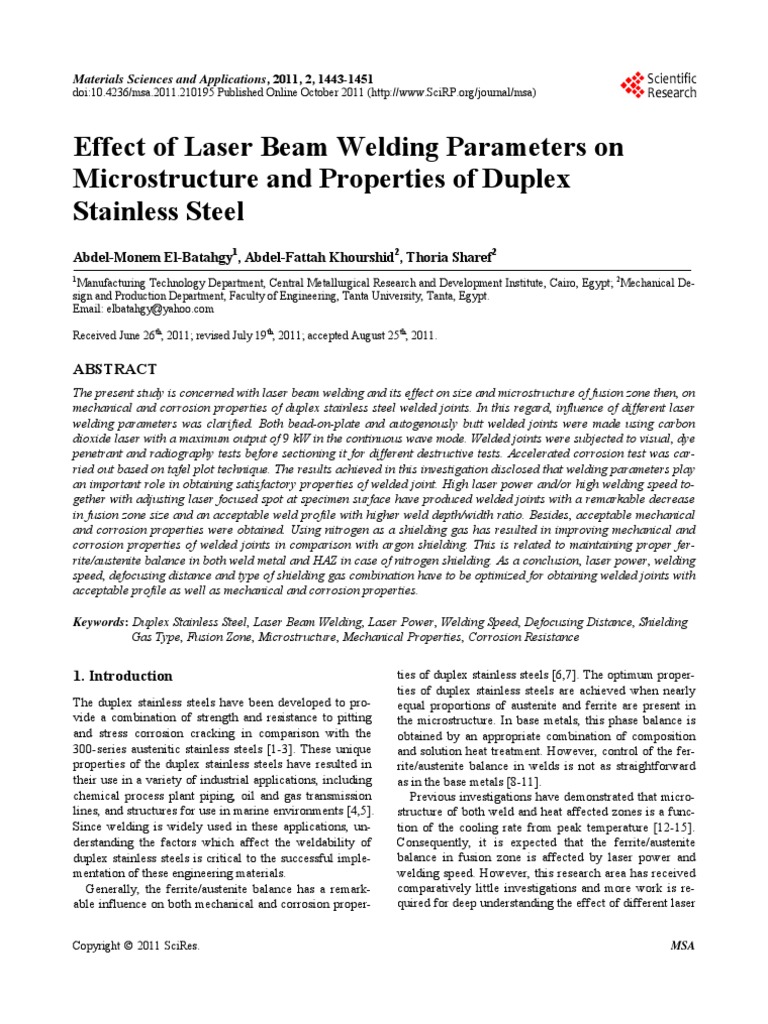 Effect of Laser Beam Welding Parameters On Microstructure and ...