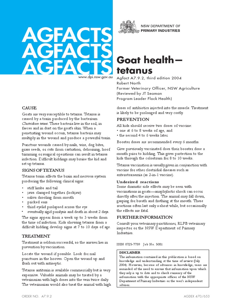 Goat Tetanus | PDF | Medical Specialties | Diseases And Disorders