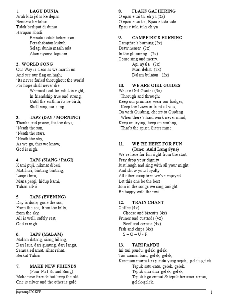 Lagu-Lagu Pandu Puteri | PDF | Nature | Leisure
