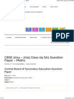 CBSE 2014 – 2015 Class 09 SA1 Question Paper – Maths