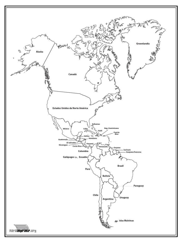 Mapa Del Continente Americano para Imprimir | PDF, image size:768x1024