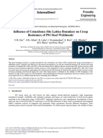 Influence of Coincidence Site Lattice Boundary on Creep Resistance of P91 Steel Weldments 2014 Procedia Engineering