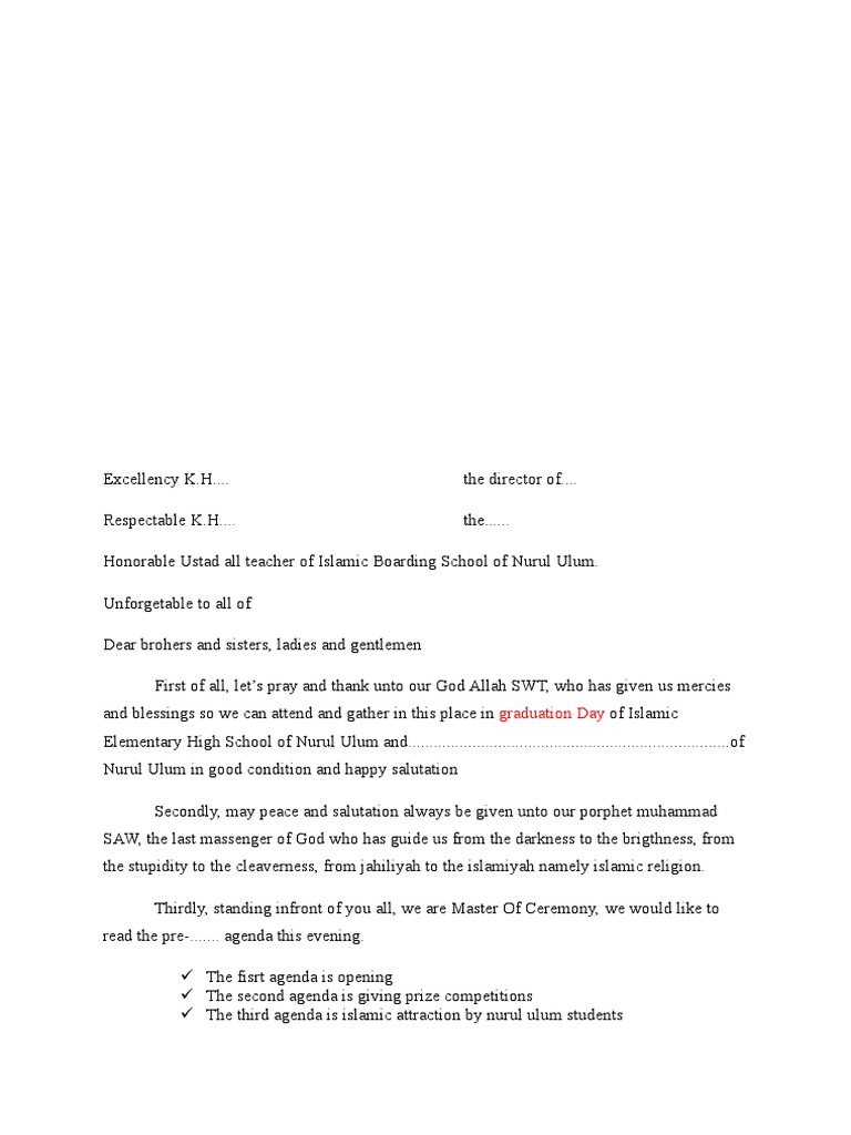 Susunan Acara Bahasa Inggris | PDF | Religious Behaviour And Experience