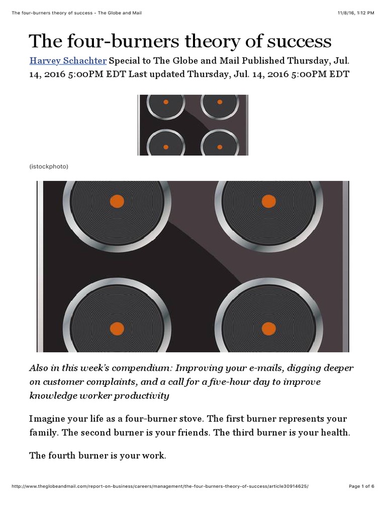 The Four-Burners Theory of Success - The Globe and Mail | PDF ...