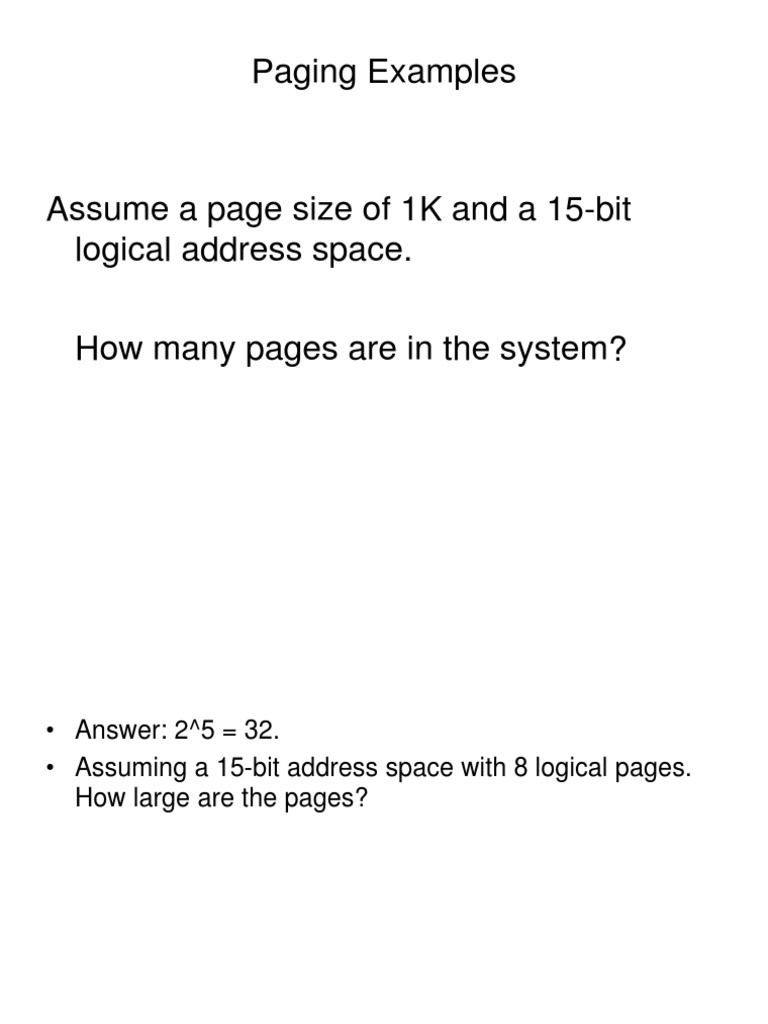 Paging Examples PDF Bit Computer Programming