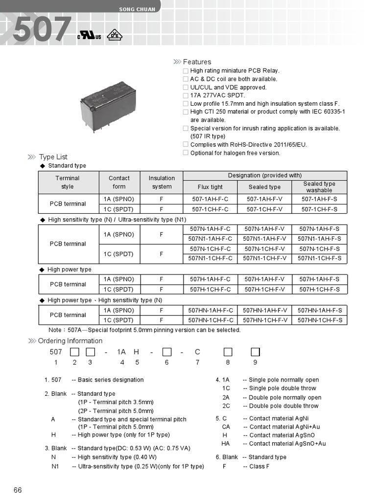 Specifications and Technical Details for the 507 Series Miniature PCB ...