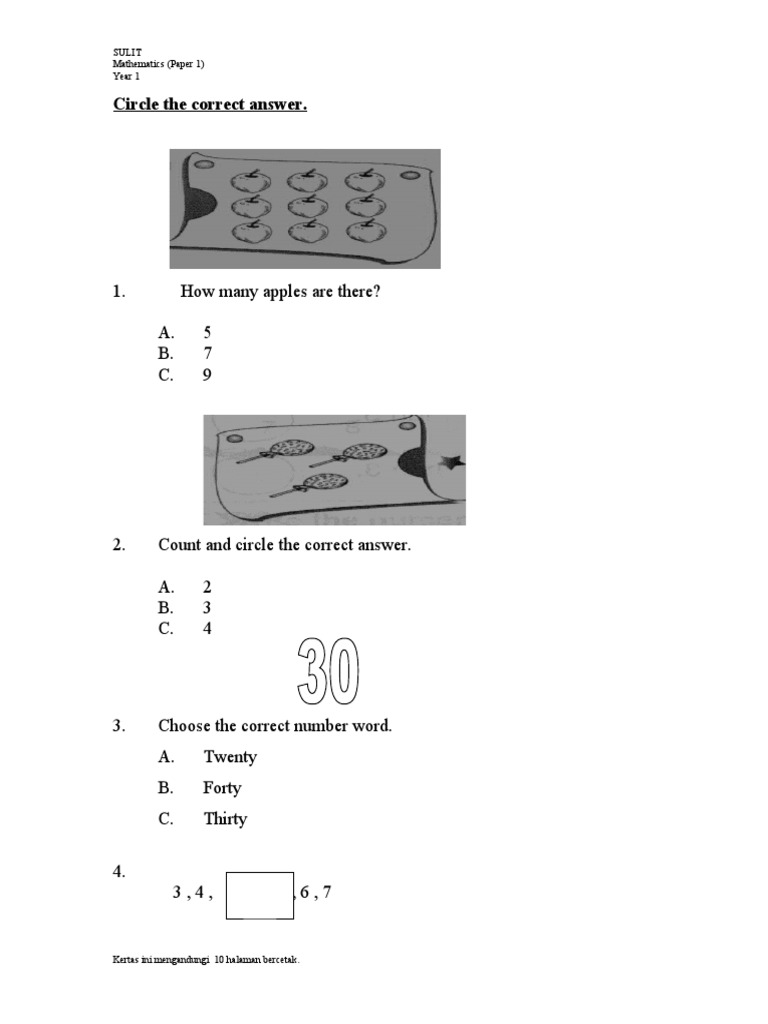 Year 1 Mathematics Exam Paper | PDF | Academia | Teaching Mathematics