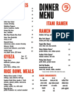 Itani Ramen New Dinner Menu