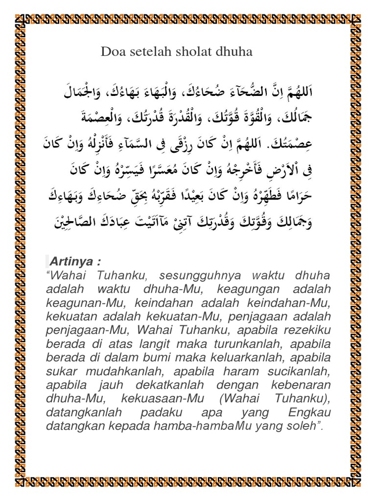 Doa Setelah Sholat Dhuha Pdf
