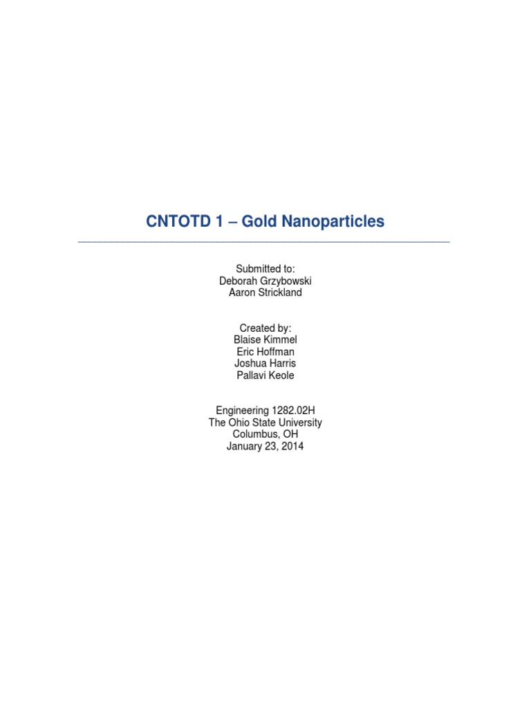 Gold Nanoparticles Overview | PDF