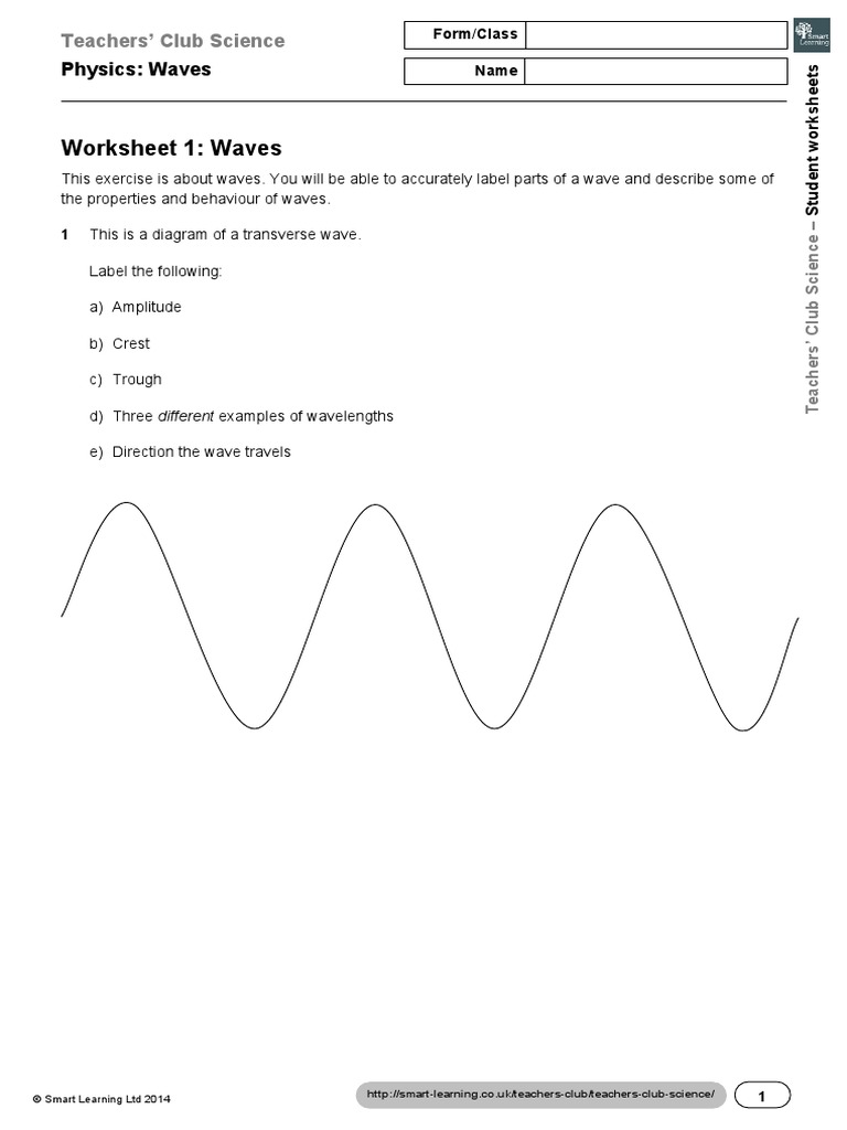 physics-waves-worksheet | Periodic Phenomena | Waves
