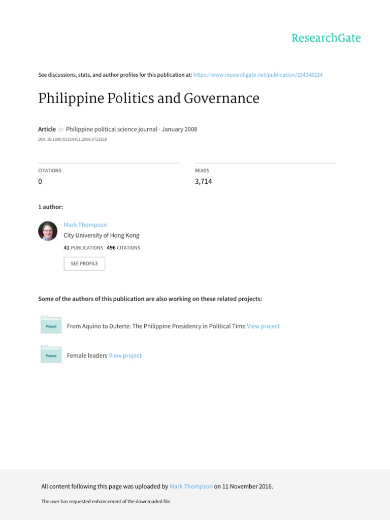 Philippine Politics and Governance Overview | PDF | President Of The ...