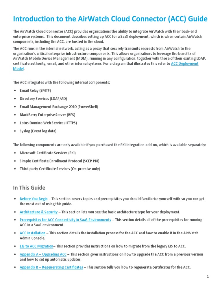 AirWatch Cloud Connector Setup Guide | PDF | Proxy Server | Cloud Computing