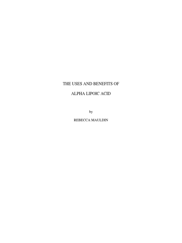 Benefits of Alpha Lipoic Acid Explained | PDF | Antioxidant ...