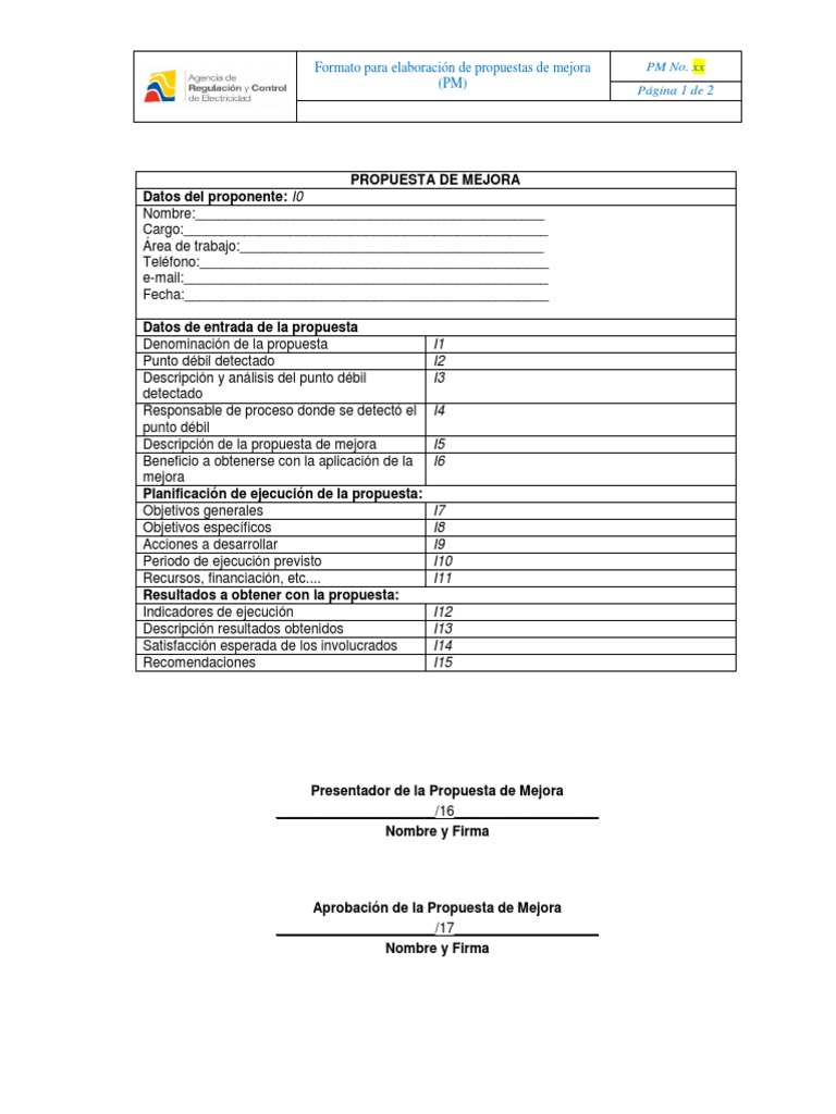 Formato para Propuestas de Mejora | PDF | Compartir (Finanzas) | Economias