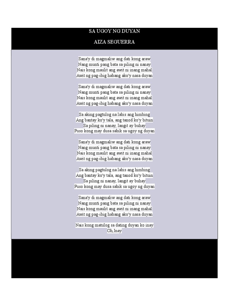 Sa Ugoy Ng Duyan Pdf