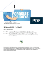 Kerala Tour Package: Itinerary and Quotation