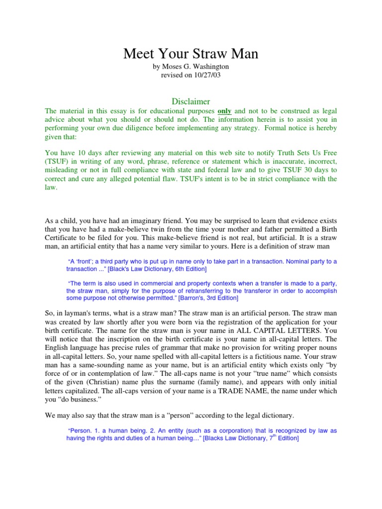 Meet Your STRAWMAN Corporations Trust Law