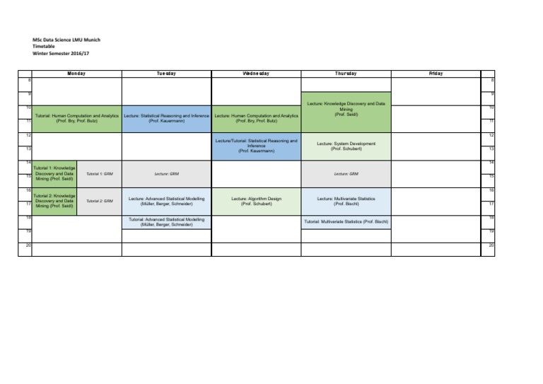 Timetable Wise2016 17 20161018 | PDF | Analysis | Cognition