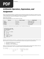 Arithmetic Operators, Expressions, and Assignment PDF