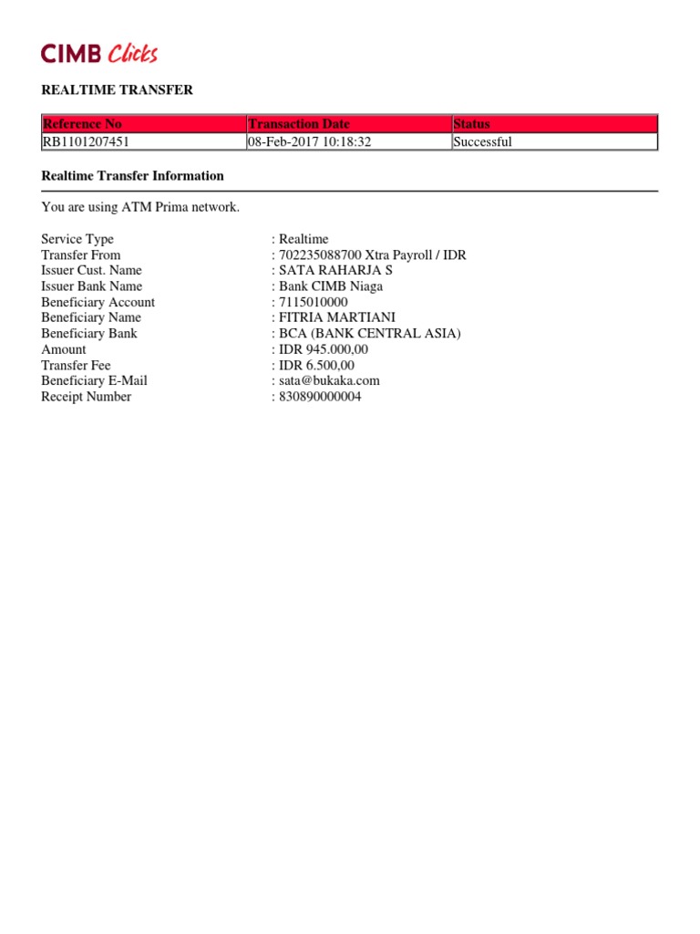 Successful Realtime Transfer Details | PDF | Business | Finance & Money ...