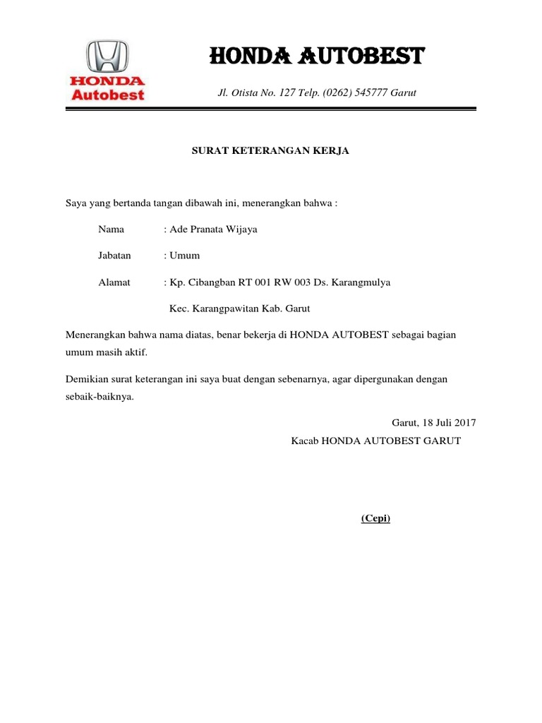 Download 93+ Contoh Surat Surat Keterangan Kerja Terbaik Gratis