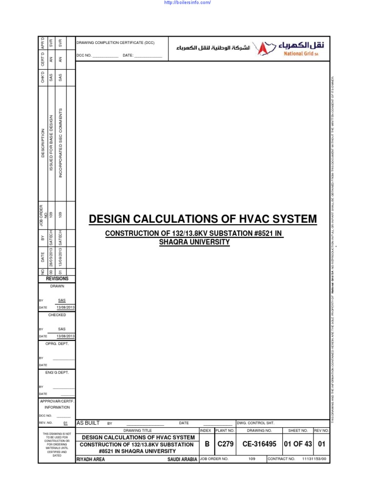 Design Calculations of Hvac System (1) Hvac Ventilation (Architecture)