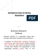 Introduction To Retail Research: 1 Mahuya Basu