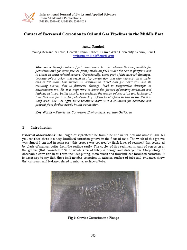Causes of Increased Corrosion in Oil and Gas Pipelines in The Middle ...
