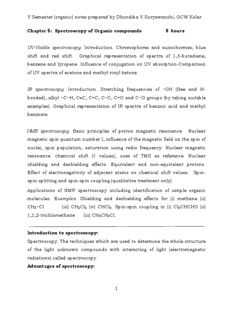 Chapter 5 Organic Spectroscopy. PDF Radiation