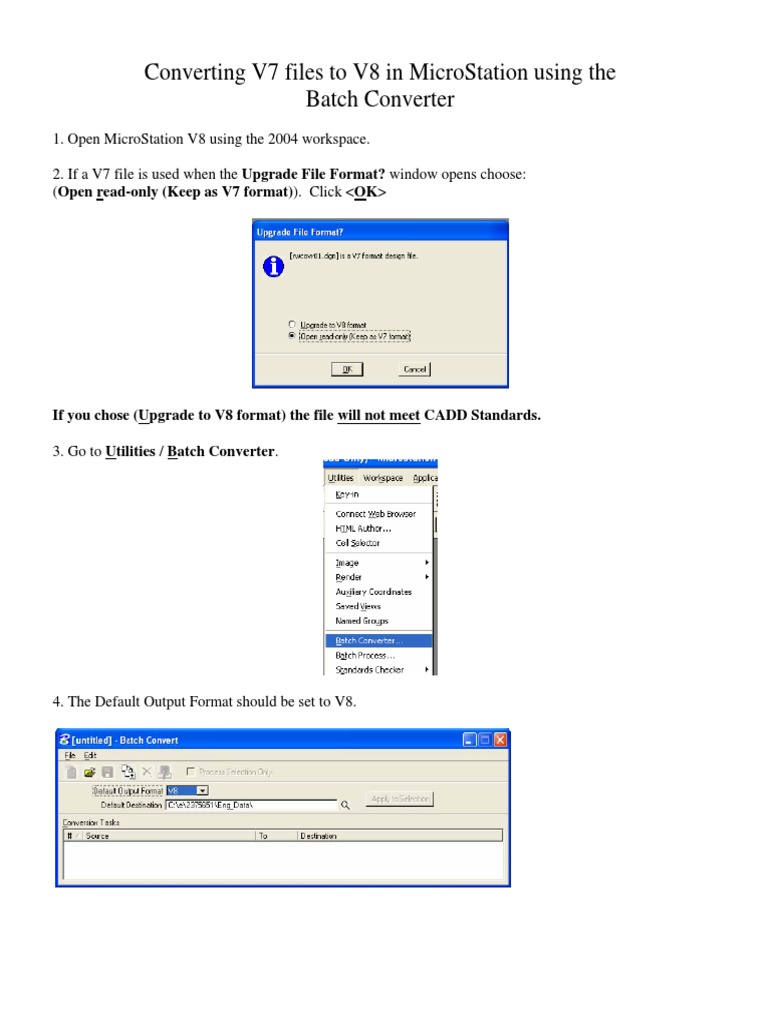 Convert MicroStation V7 to V8 Guide | PDF | Computer File | Data Management