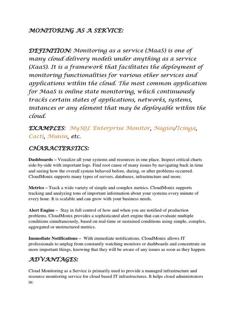Cloud Monitoring as a Service Overview | PDF | Computers