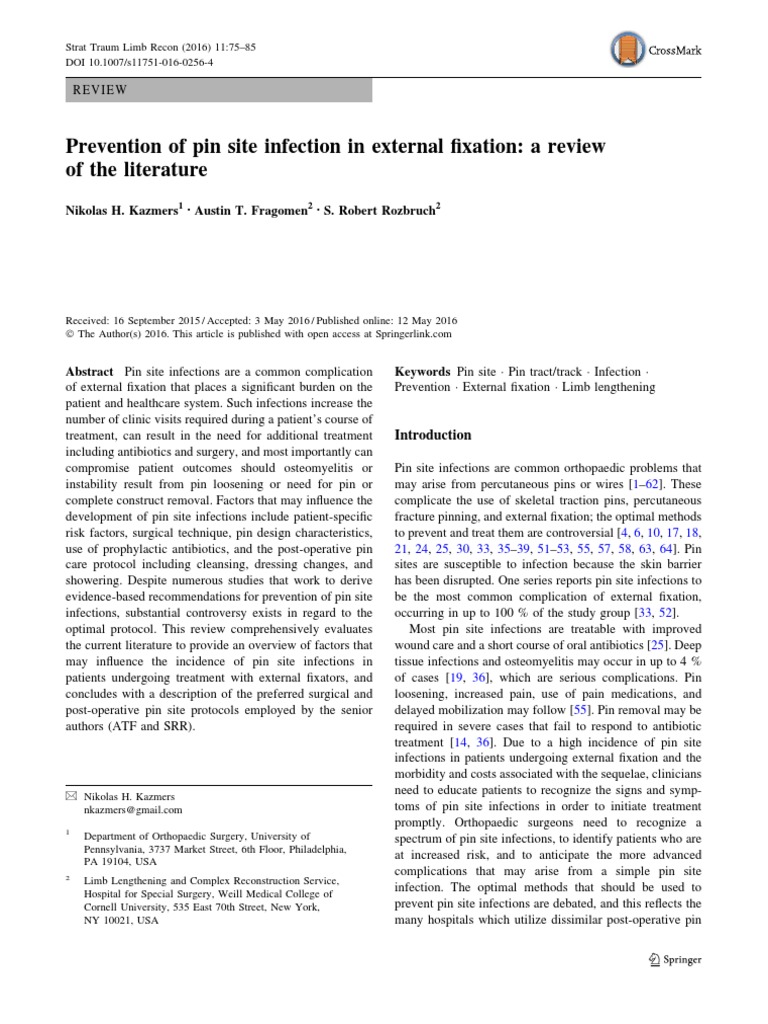 Preventing Pin Site Infections A Comprehensive Review of Prevention
