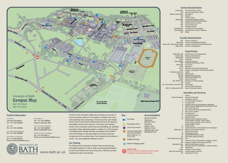 University Of Bath Map Campus Map - Bath University | Pdf | Science