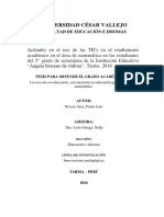 Actitudes en El Uso de Las TICs en El Rendimiento Académico en El Área de Matemática en Las Estudiantes Del 5° Grado de Secundaria de La Institución Educativa "Ángela Moreno de Gálvez". Tarma 2016