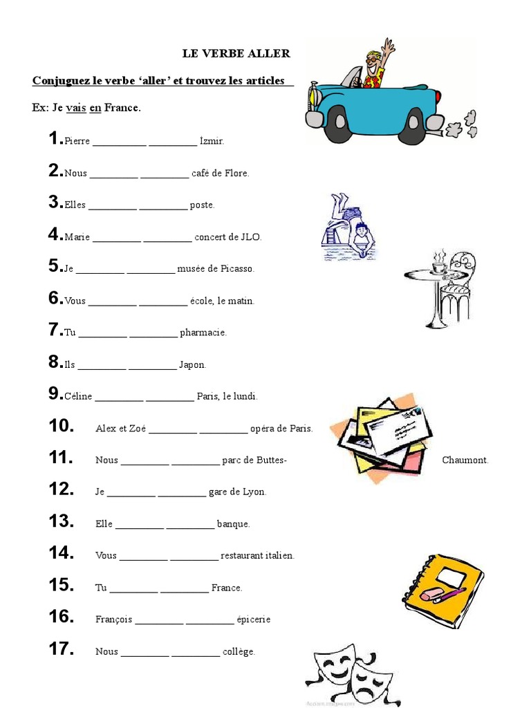 Le Verbe Aller Feuille Dexercices