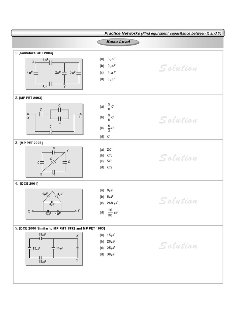 Capacitor Network Problems PDF Electrical Engineering Electronic