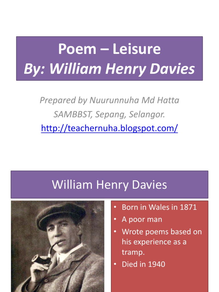 Poem Leisure PDF Poetic Devices Poetry