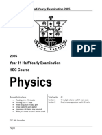 Hurlstone 2005 Physics Prelim HY & Solutions