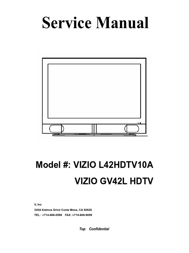 VIZIO GV42L_HDTV Service Manual.pdf | Computer Monitor | Electronics