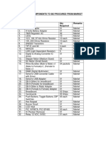 List of Components To Be Procured From Market