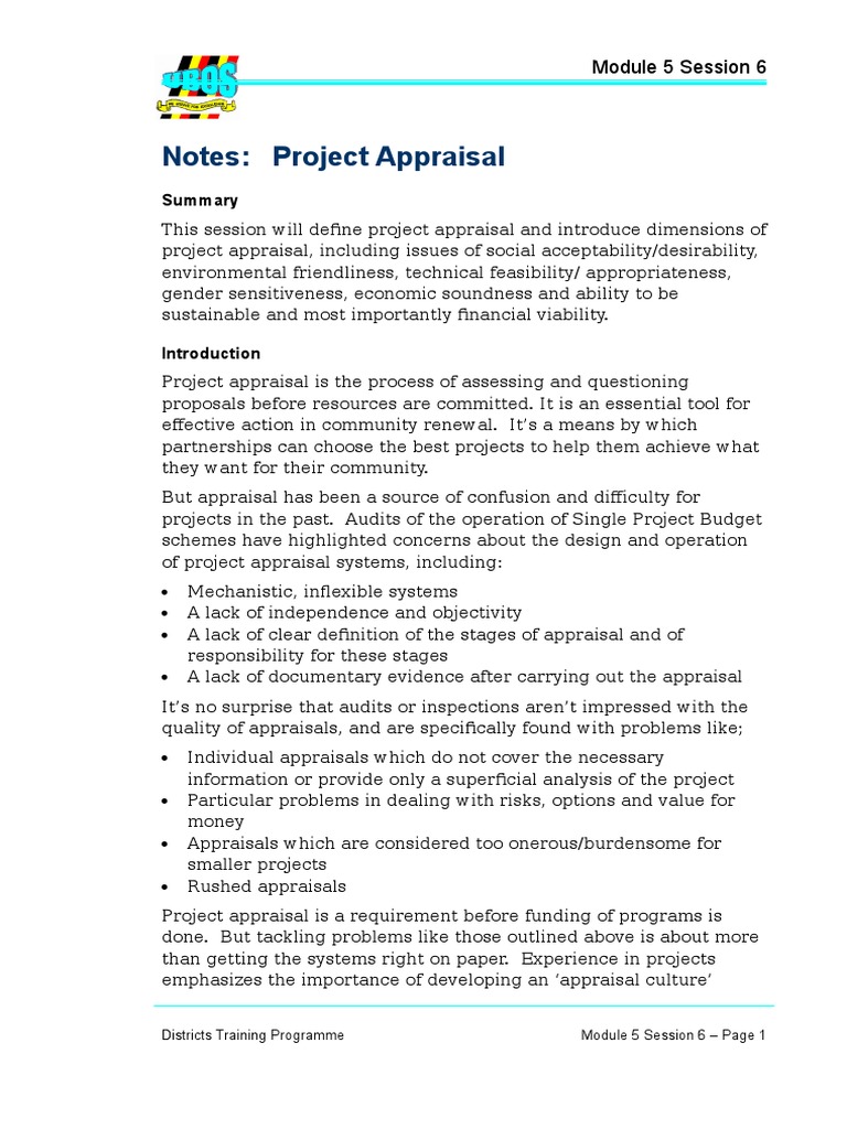 Project Appraisal: Key Considerations | PDF