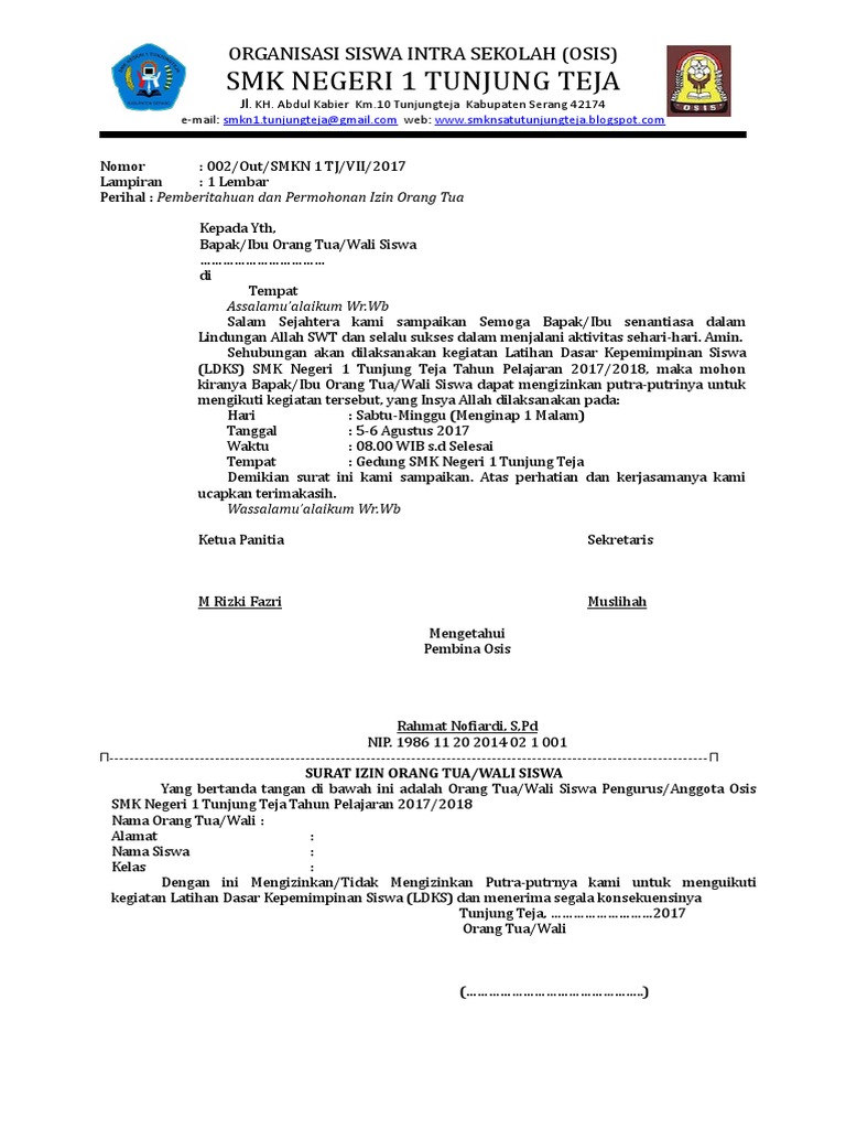 Surat Izin Orangtua Baru Docx