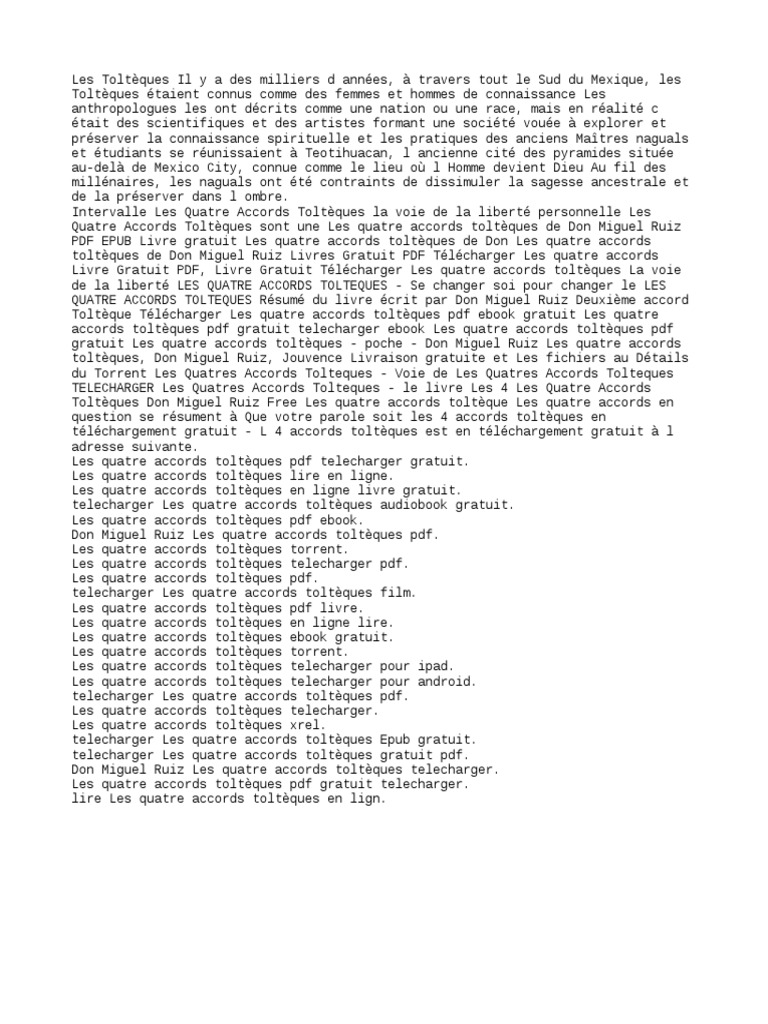 Les 4 Accords Toltèques Audio Gratuit Les 4 Accords Toltèques Pdf_1 | Téléchargement | Portable Document Format