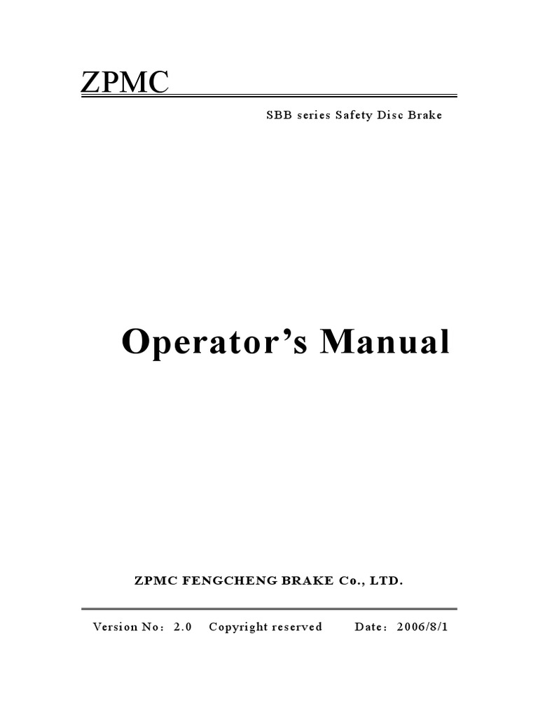 Safety Brake SBB - RTG | PDF | Brake | Screw