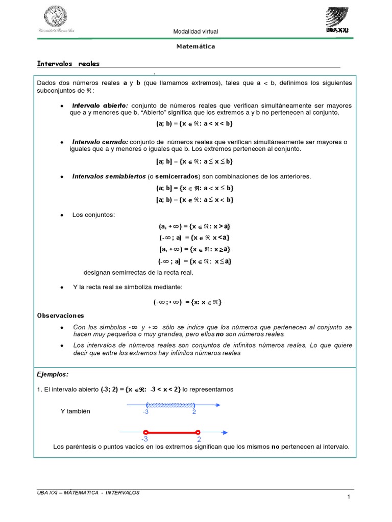 Intervalos en Matemáticas: Definiciones y Ejemplos | PDF | Intervalo ...
