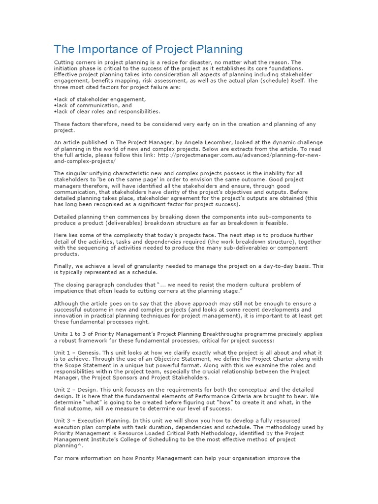 Essential Steps in Project Planning | PDF | Project Management ...