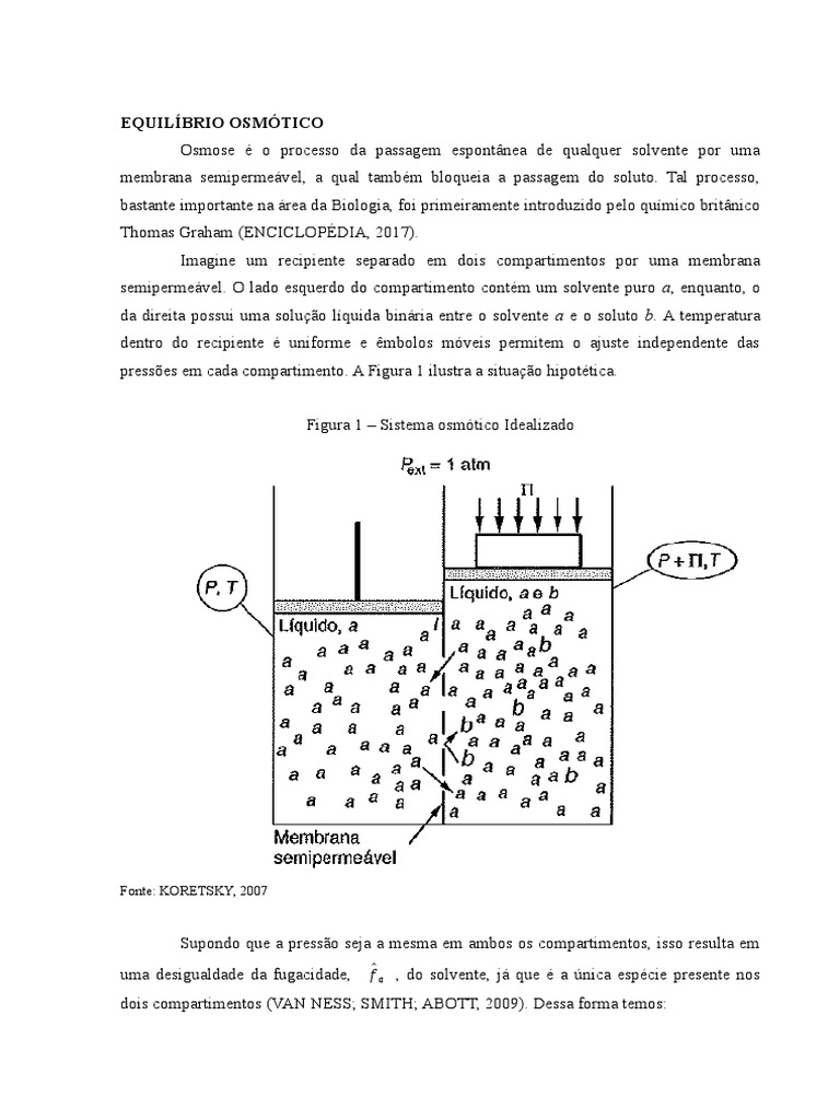 Equilíbrio Osmótico | PDF | Osmose | Solução