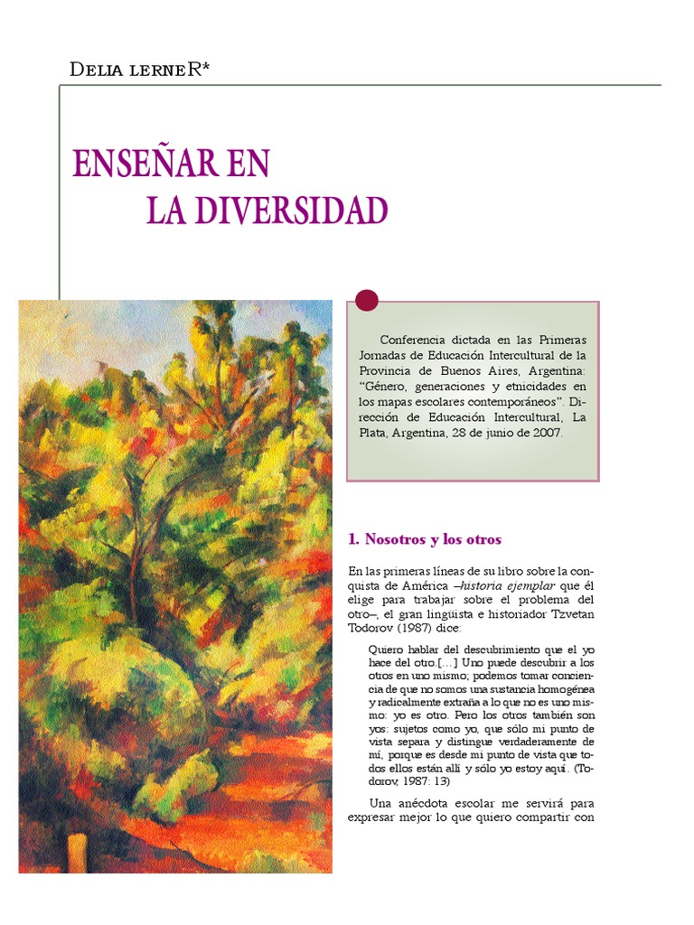 Delia Lerner: Enseñar en la Diversidad | PDF | Aprendizaje | Educación ...